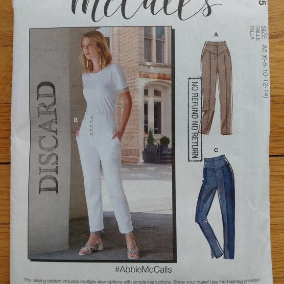 Jeans Pants Sewing Pattern Yoked Button Fly Front Size 6-14 UNCUT McCall's 8045 - Picture 2 of 10